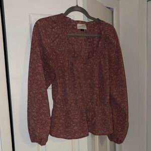 Burgundy Floral Blouse
